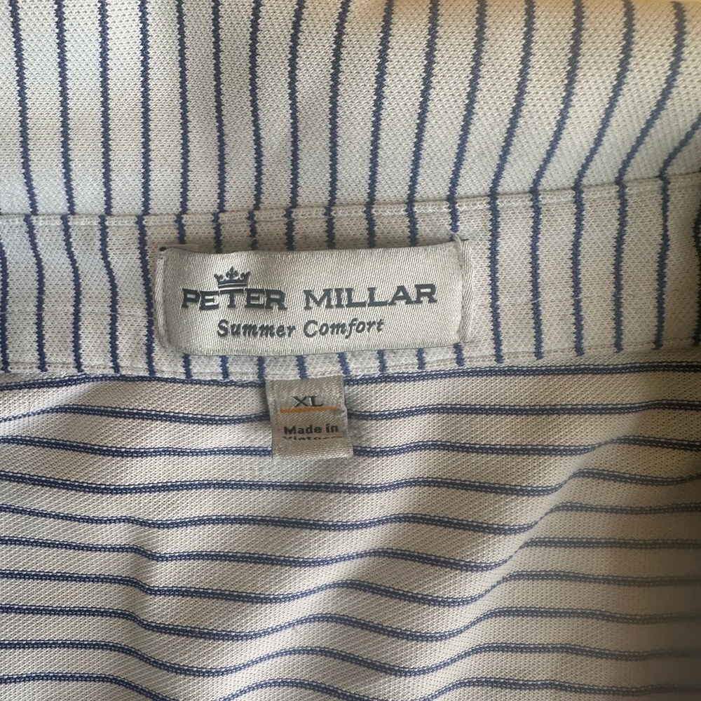 Peter Millar Navy and White Striped golf Polo - TPC Potomac